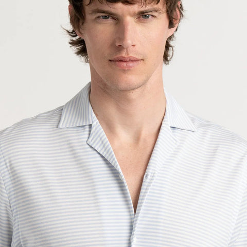 Luc Striped Jersey Shirt S/S: Sky Blue