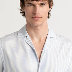 Luc Striped Jersey Shirt S/S: Sky Blue