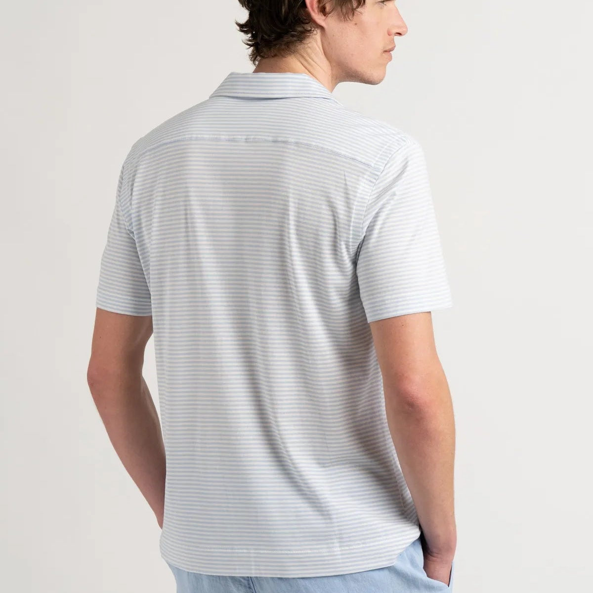 Luc Striped Jersey Shirt S/S: Sky Blue