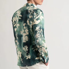 Lilly Print Linen Lys Shirt L/S: Green