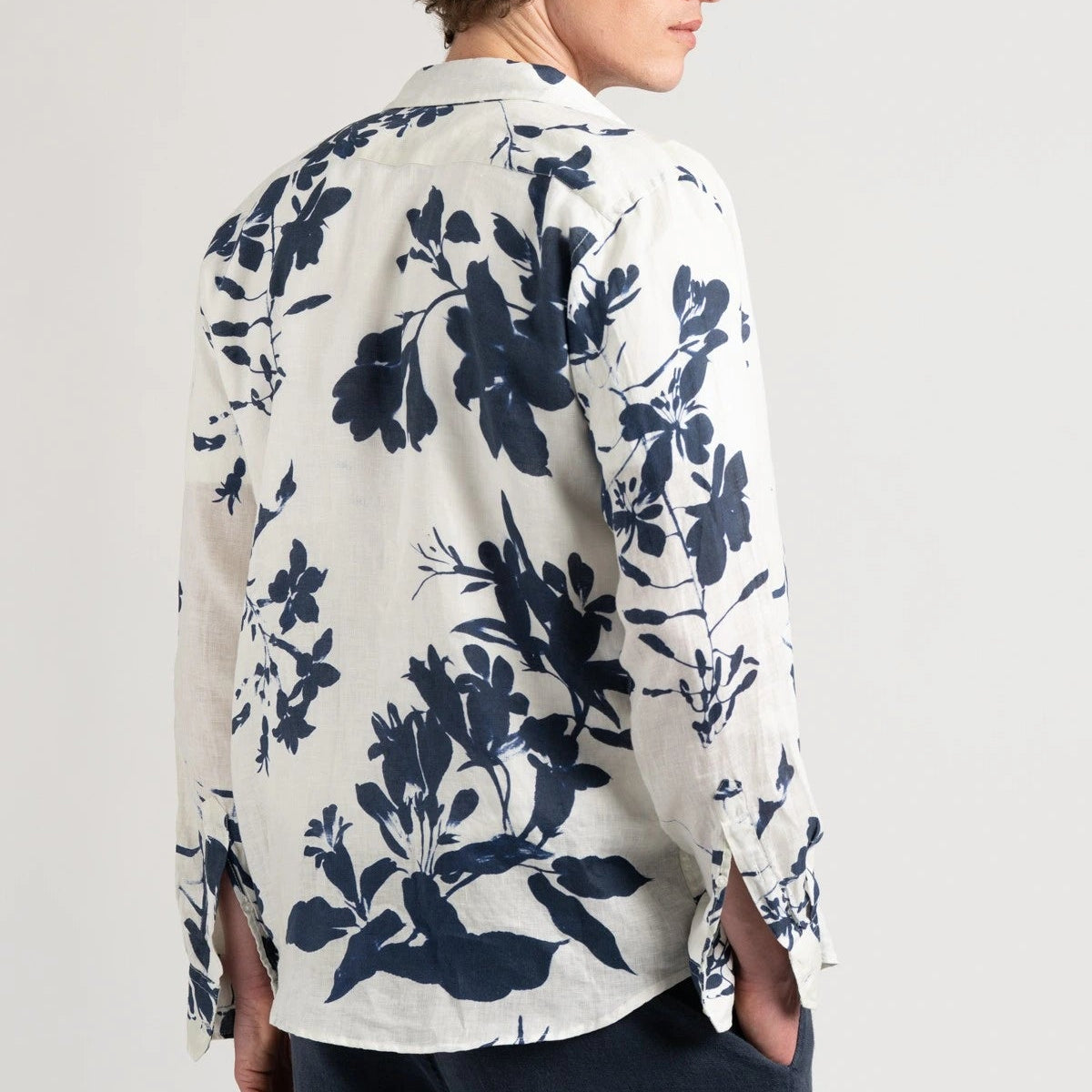 Lilly Print Linen Lys Shirt L/S: White