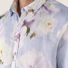 Floral Print Linen Malta Shirt L/S: Mauve
