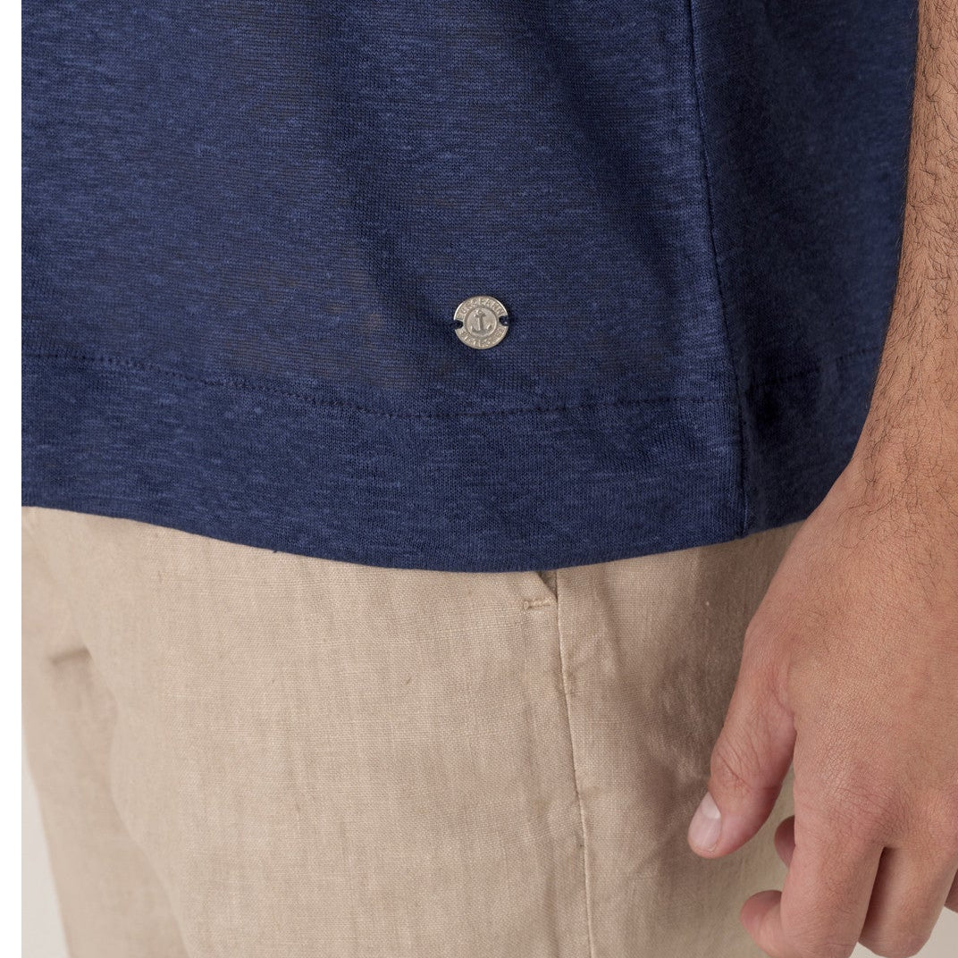 Linen Maupiti Shirt S/S: Navy Blue