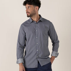 Striped Milan Shirt L/S: Navy