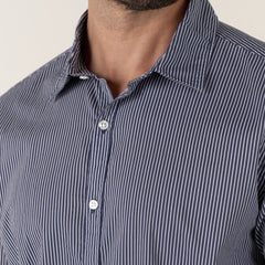 Striped Milan Shirt L/S: Navy