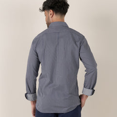 Striped Milan Shirt L/S: Navy