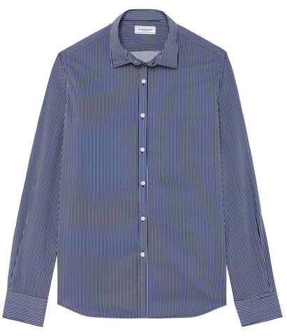 Striped Milan Shirt L/S: Navy