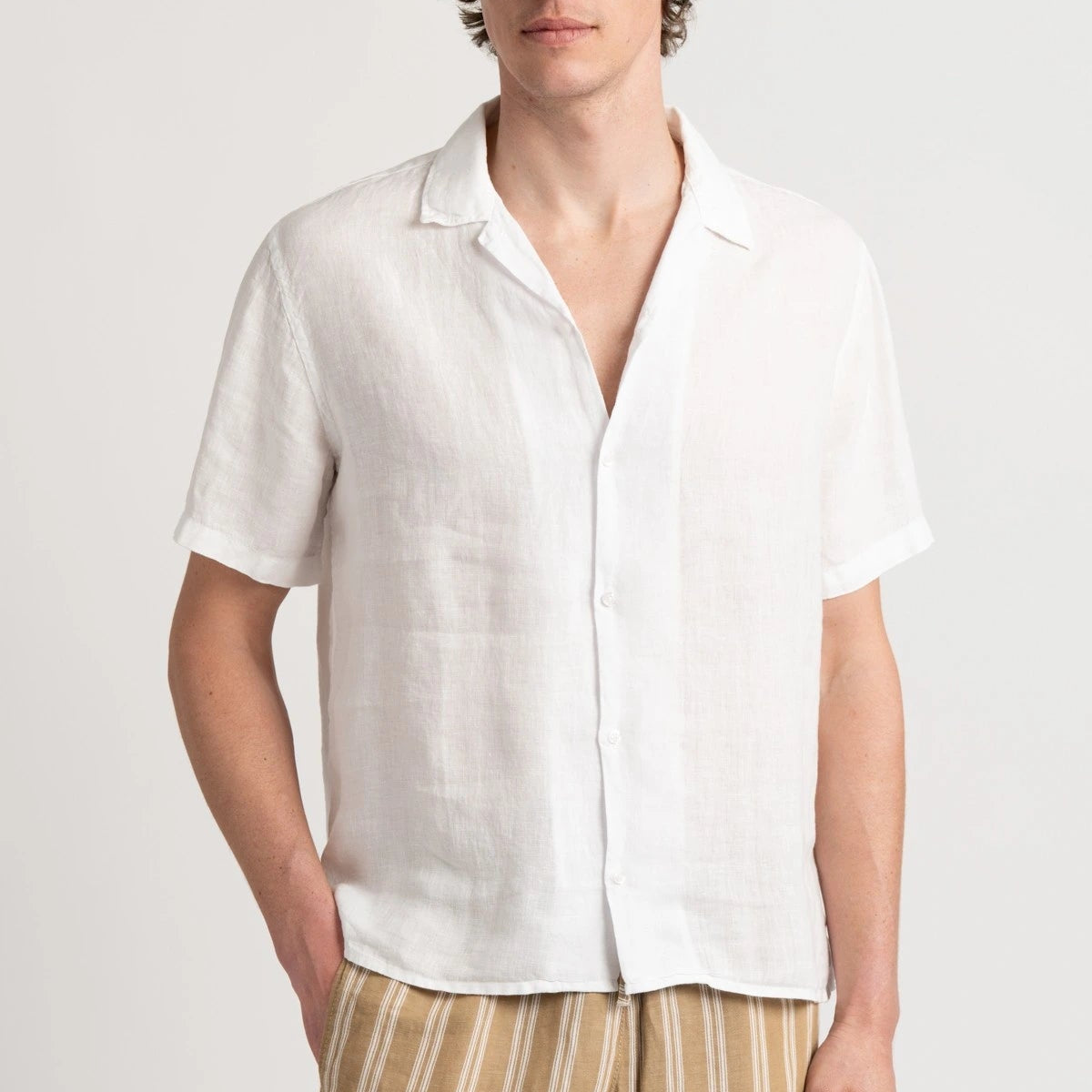 Moorea Linen Shirt S/S: White
