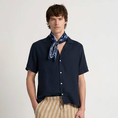 Moorea Linen Shirt S/S: Navy