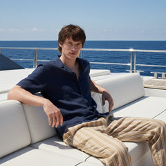 Moorea Linen Shirt S/S: Navy