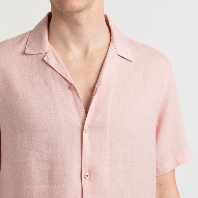 Moorea Linen Shirt S/S: Rose