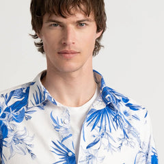 Nolan Floral Print Shirt L/S: White