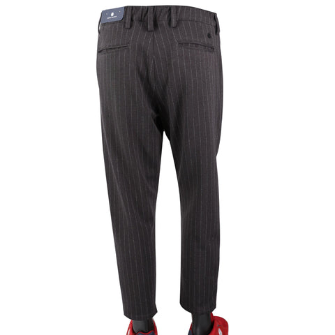 736 Elasticized Waistband Striped Chino: Steel