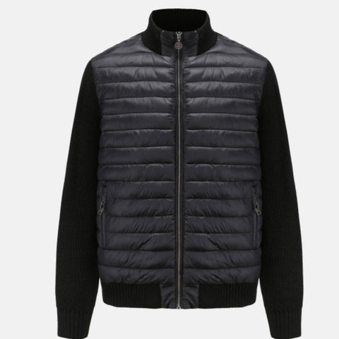 Jeff Puffer Jacket with Knit Sleeves: Black