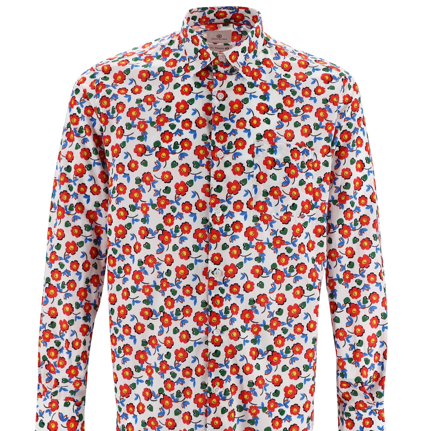 Red Flanders Poppies Print Shirt L/S:White