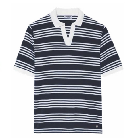 Striped Bolzano Polo S/S: Navy