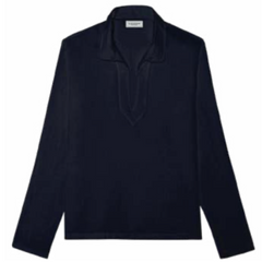 Linen Mariniere Java Shirt L/S: Navy Blue