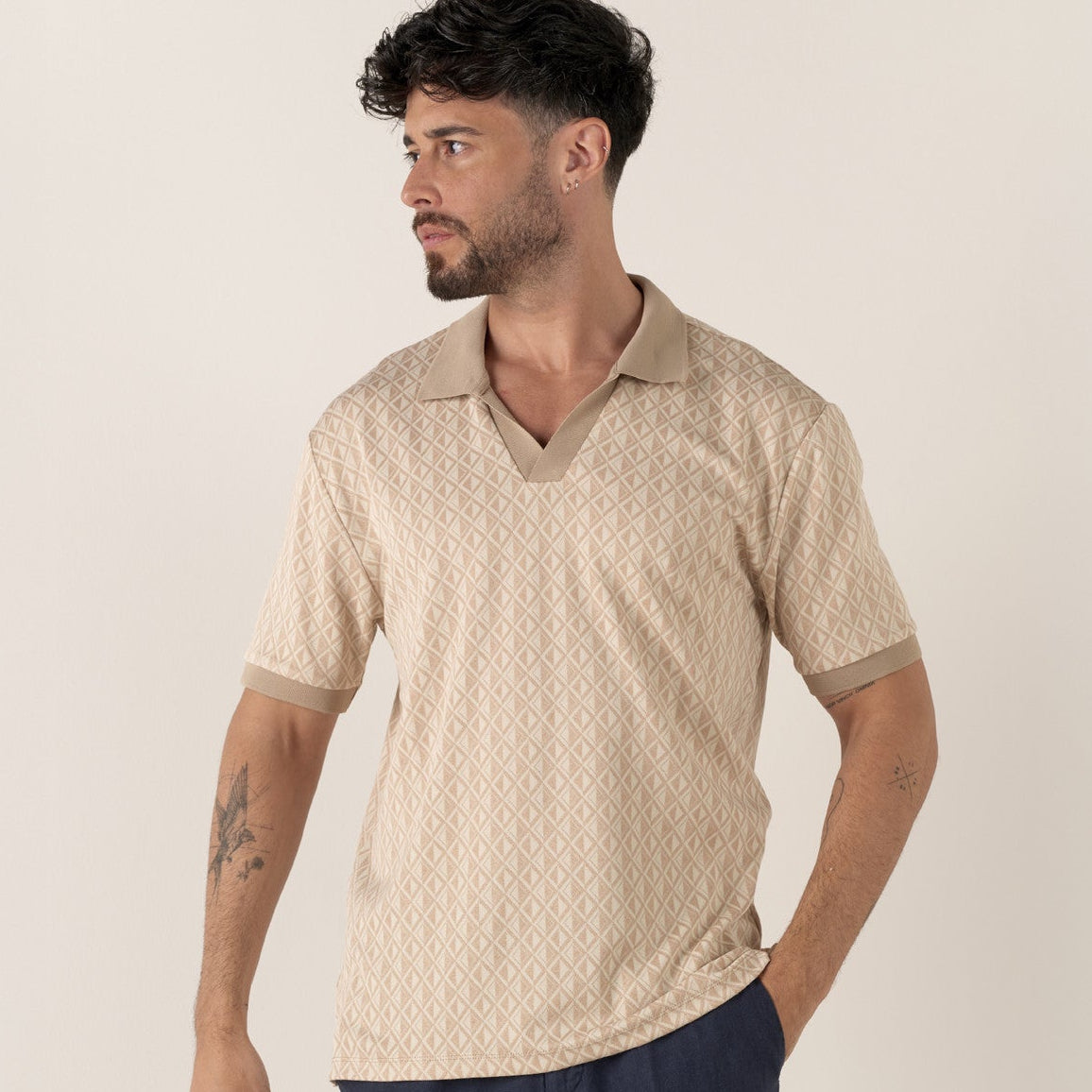 Jacquard Portofino Polo S/S: Cream
