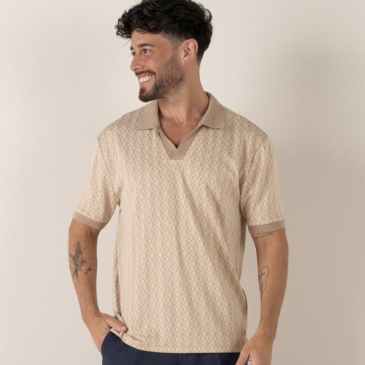 Jacquard Portofino Polo S/S: Cream