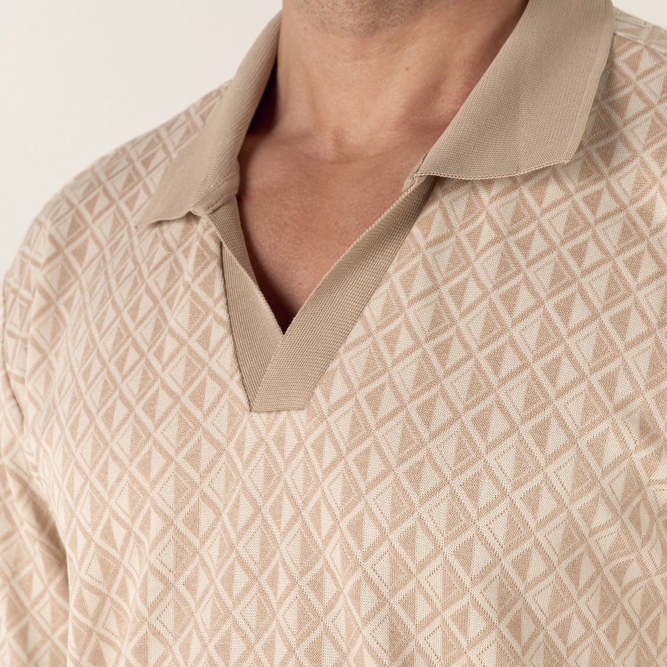 Jacquard Portofino Polo S/S: Cream