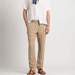 Striped Linen Reno Pant: Cream