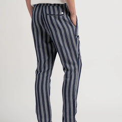 Striped Linen Reno Pant: Navy