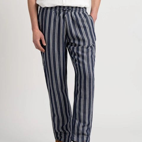 Striped Linen Reno Pant: Navy