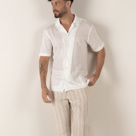 Striped Linen Reno Pant: Cream