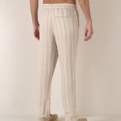 Striped Linen Reno Pant: Cream