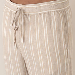 Striped Linen Reno Pant: Cream