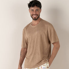 Riley Linen T-Shirt S/S: Taupe