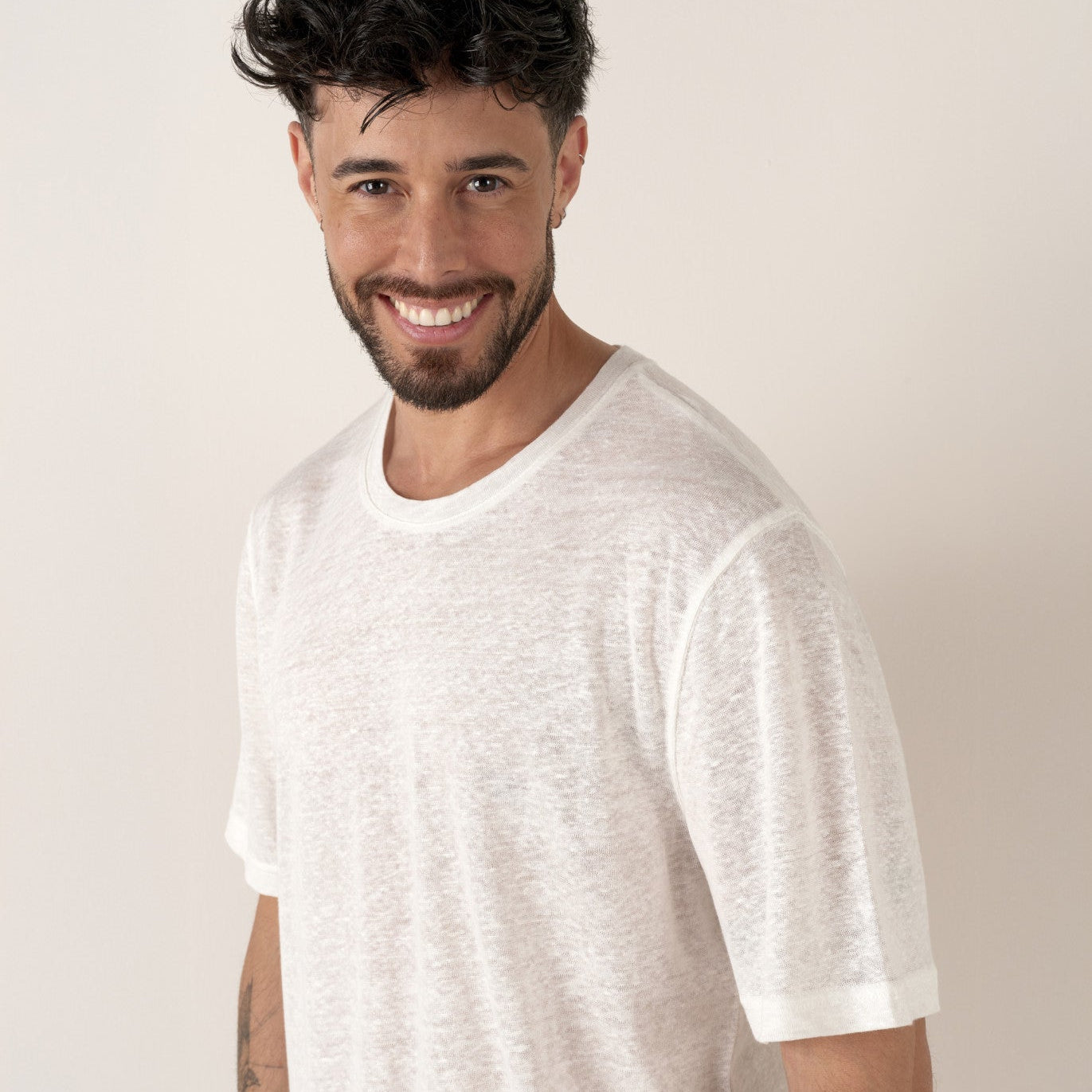 Riley Linen T-Shirt S/S: Ecru