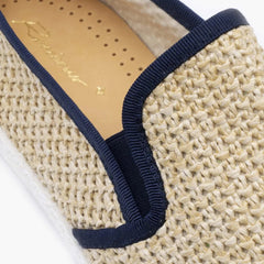 Raffia Slip On: Nude & Navy