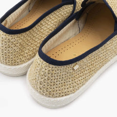Raffia Slip On: Nude & Navy