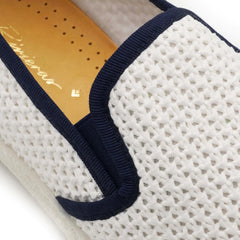 Raffia Slip On: Nude White & Navy