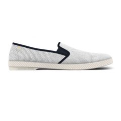 Raffia Slip On: Nude White & Navy