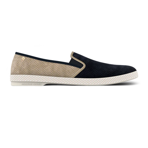Classic Suede Match Slip on: Navy & Tan