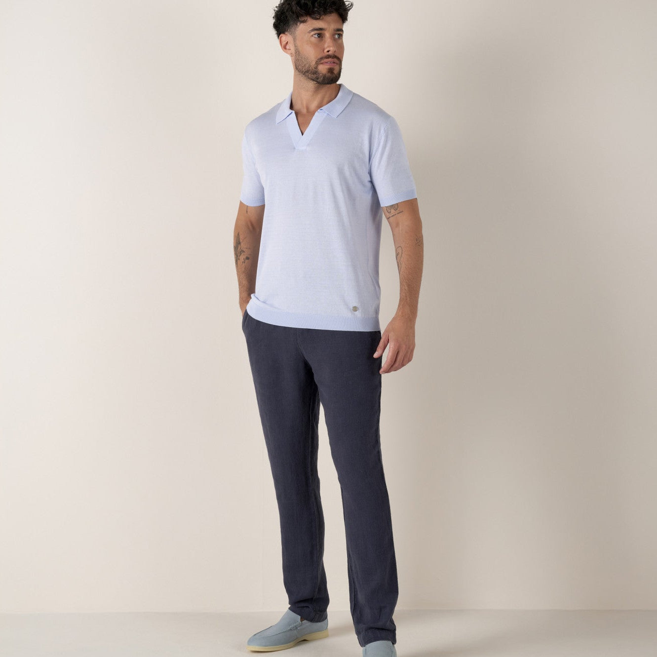 Linen Roma Pant: Navy