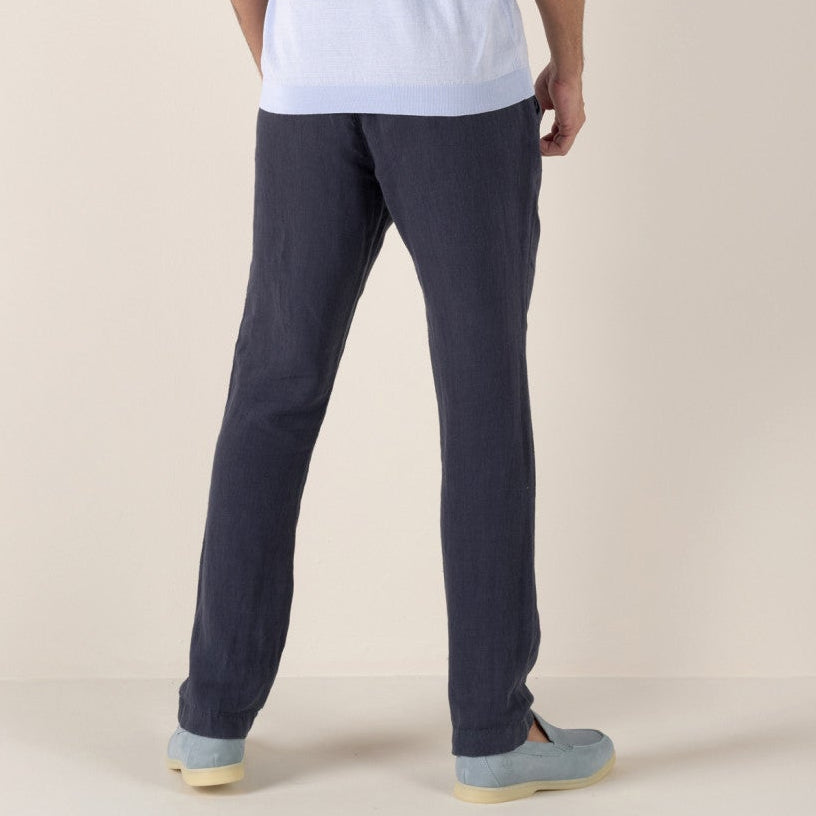 Linen Roma Pant: Navy