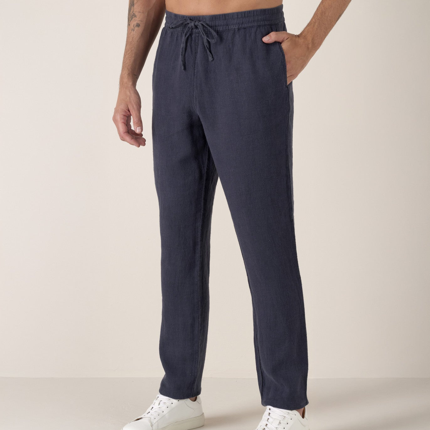 Linen Roma Pant: Navy