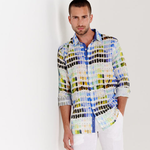 Pantone Print Ross Shirt L/S: White