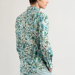 Sandros Floral Print Shirt L/S: Aqua