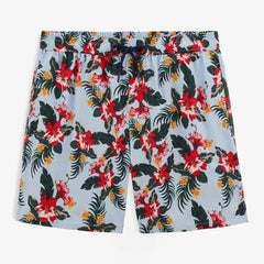 Hibiscus Print Nestor Swim Trunk: Red
