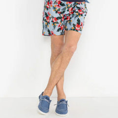 Hibiscus Print Nestor Swim Trunk: Red