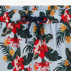 Hibiscus Print Nestor Swim Trunk: Red