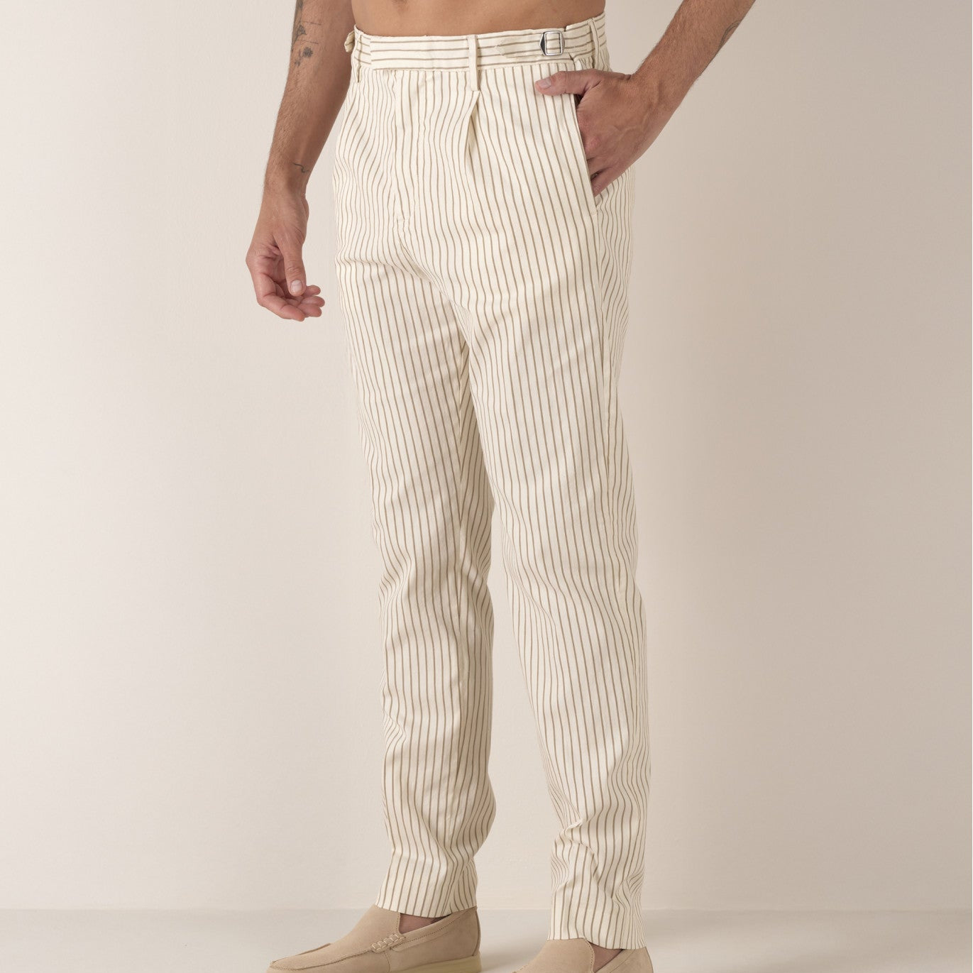 Striped Sicily Pant: Cream