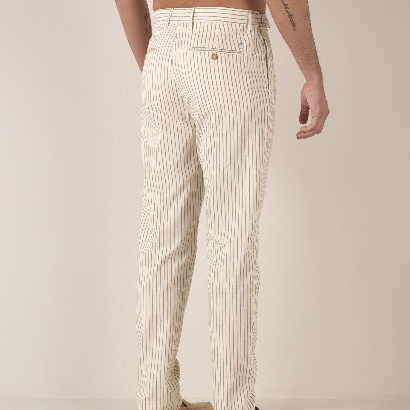 Striped Sicily Pant: Cream