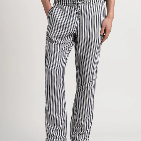 Silver Striped Linen Pant: Navy