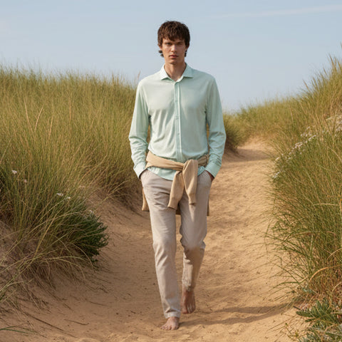 Stuart Jersey Shirt L/S: Aqua