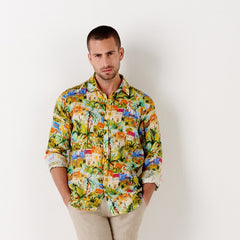 Tropea Print Linen Shirt L/S: Garden